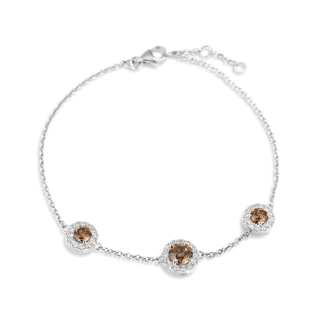Halo armbånd i hvidguld med 1,28 ct. champagne