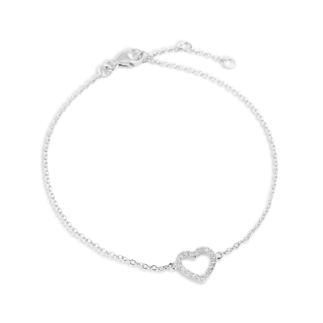 Hjerte armbånd i hvidguld