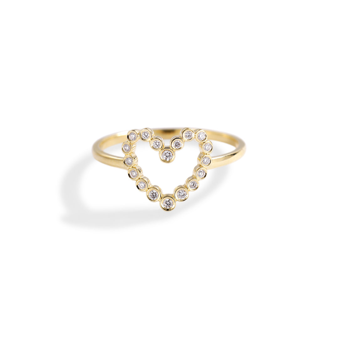 Bezel hjerte ring