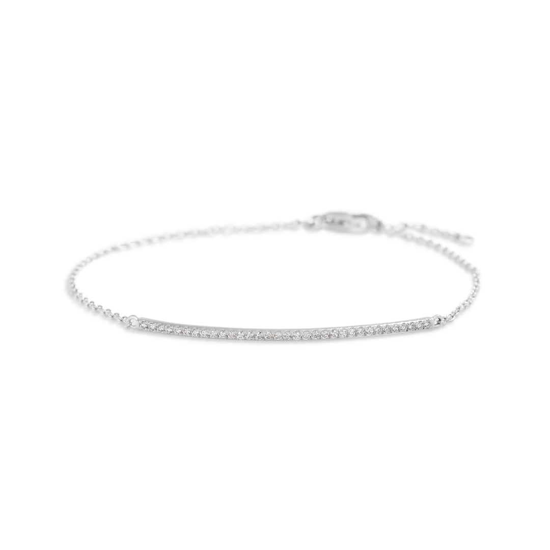 Kort tennisarmbånd i hvidguld med 0,17 ct.