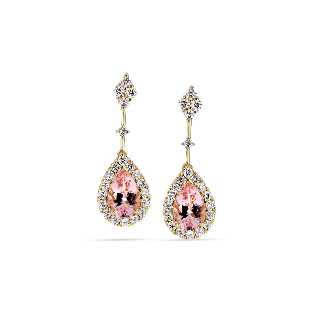 Diamant & morganit chandeliers med i alt 3,21 ct.