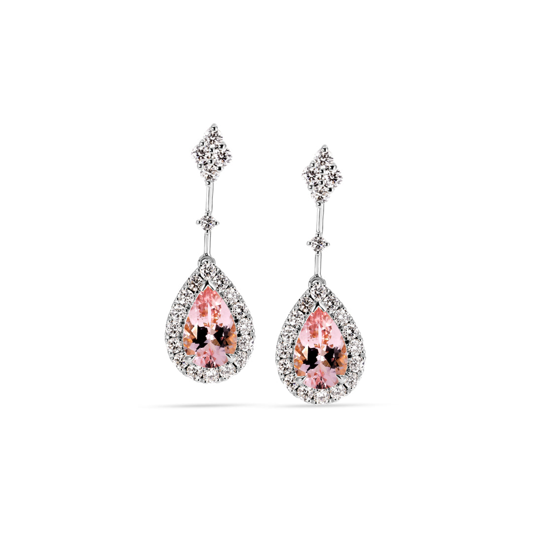 Diamant & morganit chandeliers i hvidguld med i alt 3,21 ct.