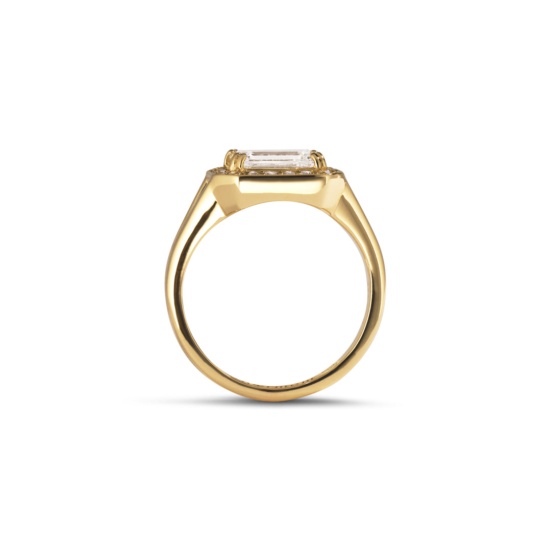 Halo signetring med 1,00 ct. emerald