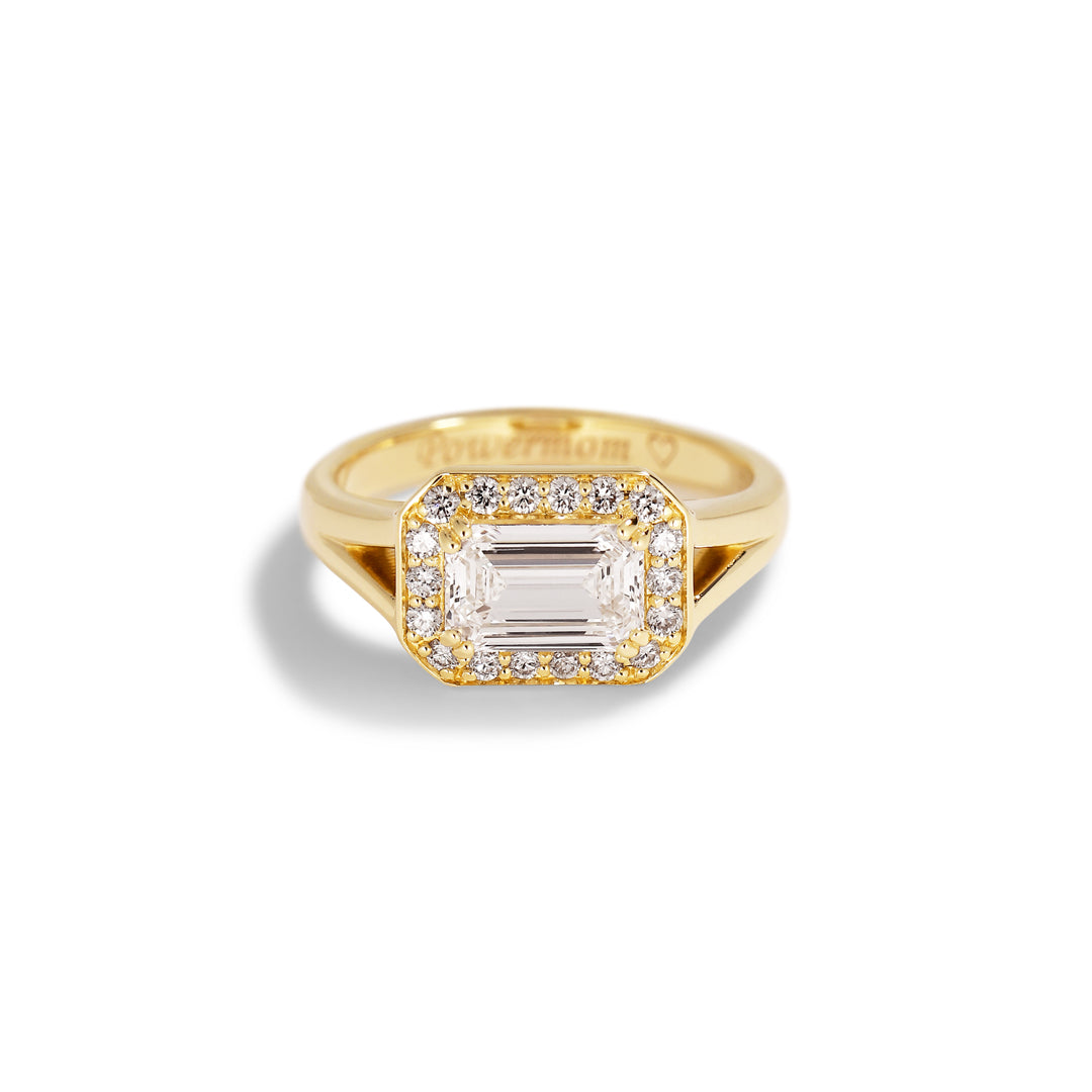 Halo signetring med 1,00 ct. emerald