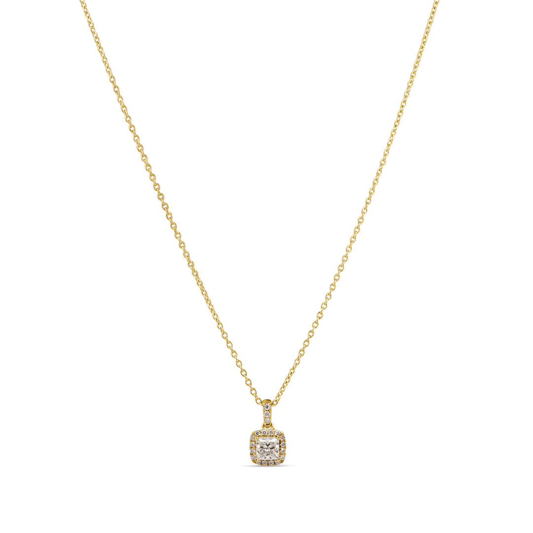 Princess cut halo vedhæng med 0,55 ct.