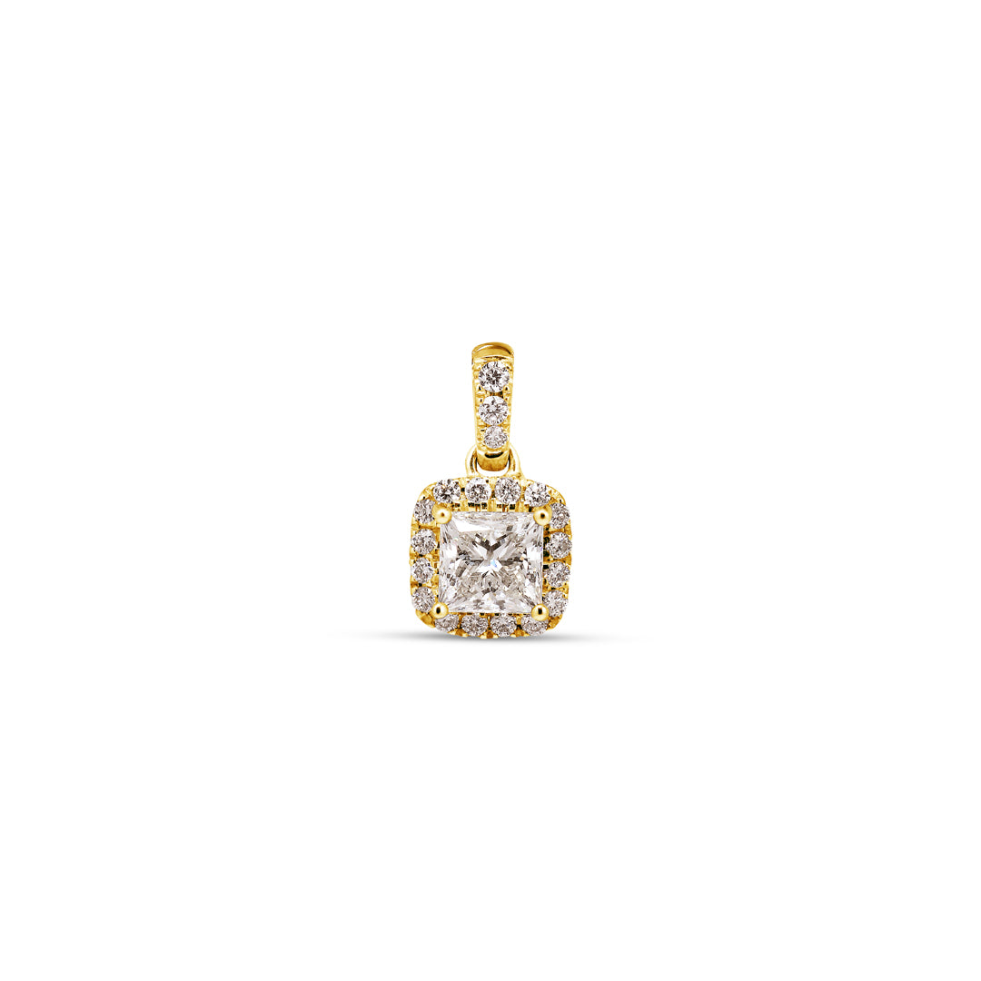 Princess cut halo vedhæng med 0,55 ct.