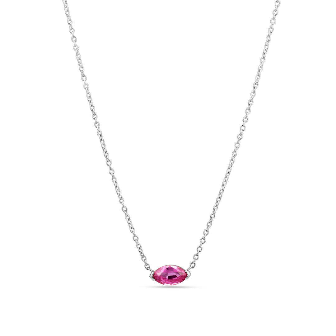 Safir solitaire halskæde i hvidguld med 0,88 ct.