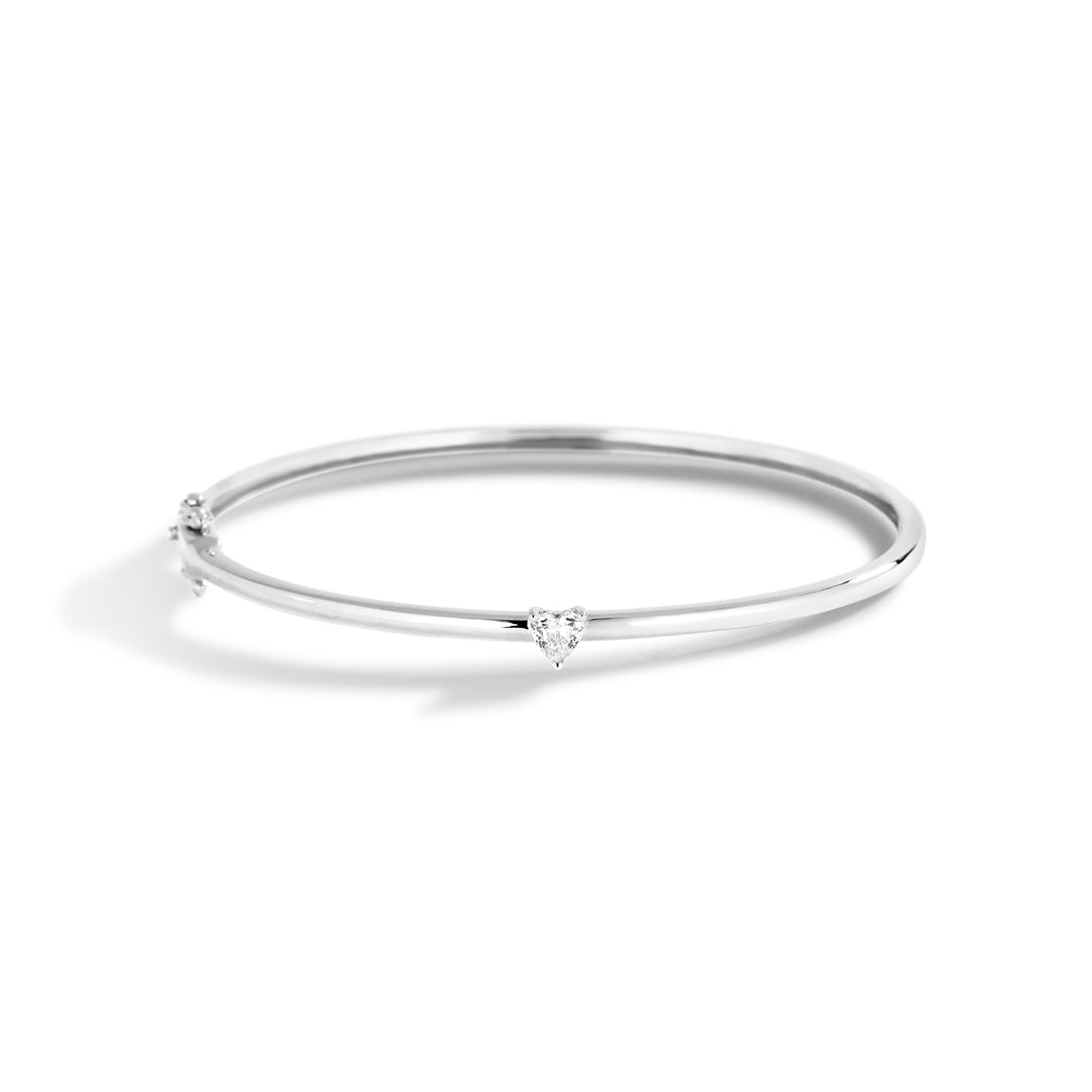 Hjerte diamant bangle i hvidguld med 0,28 ct.