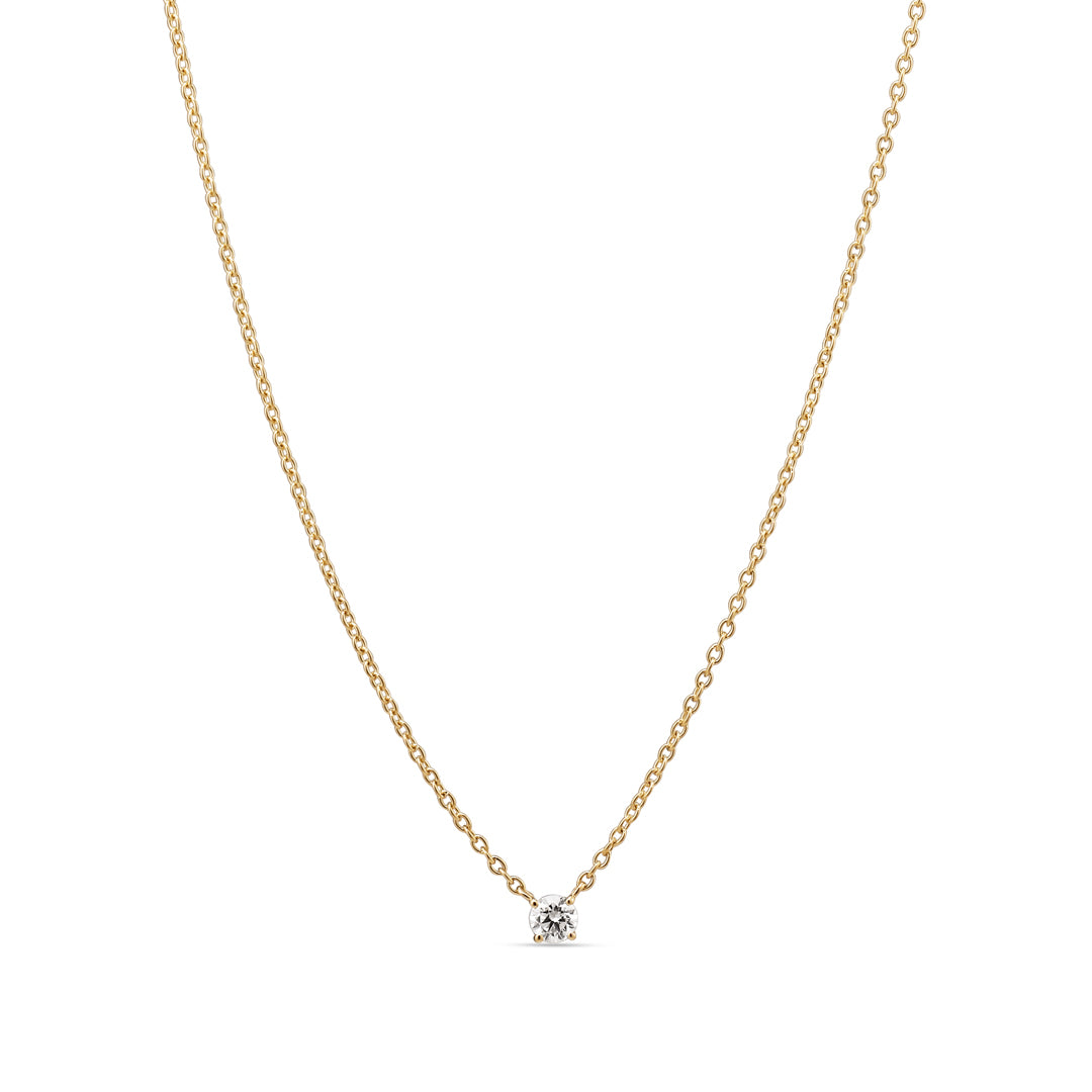 Solitaire halskæde i hvidguld med 0,15 ct.