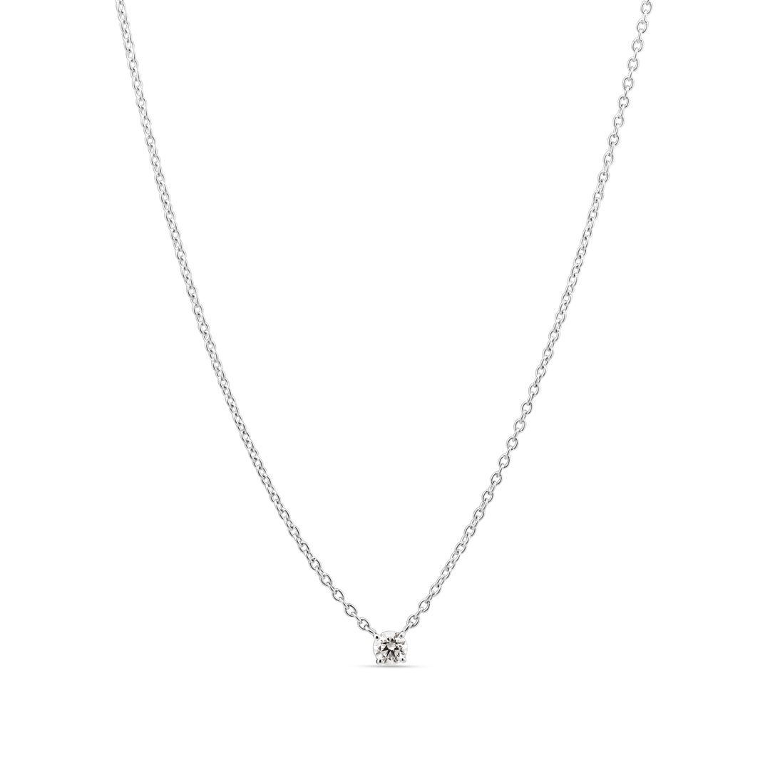 Solitaire halskæde i hvidguld med 0,15 ct.