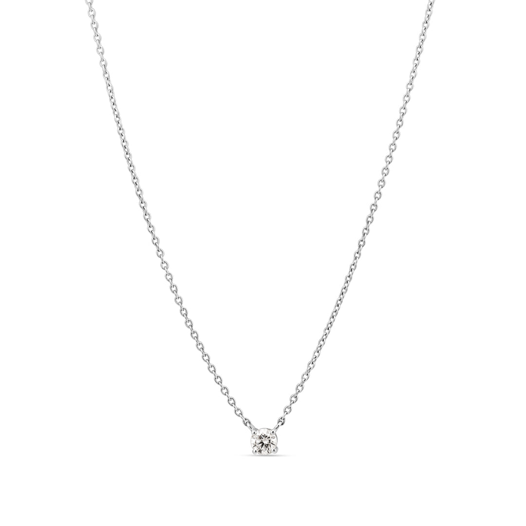 Solitaire halskæde i hvidguld med 0,20 ct.