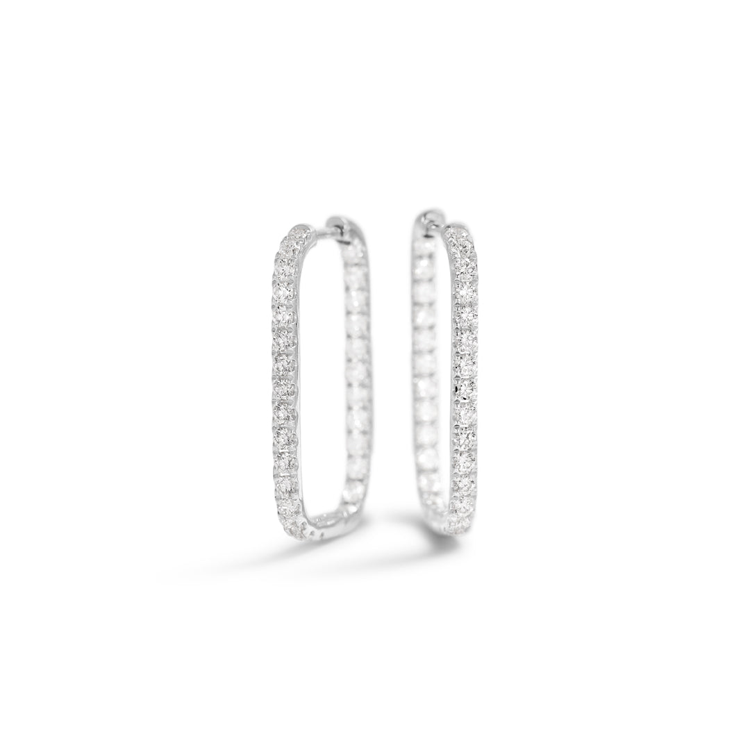 Squared hoops 20 mm i hvidguld - full - 0,01 ct.