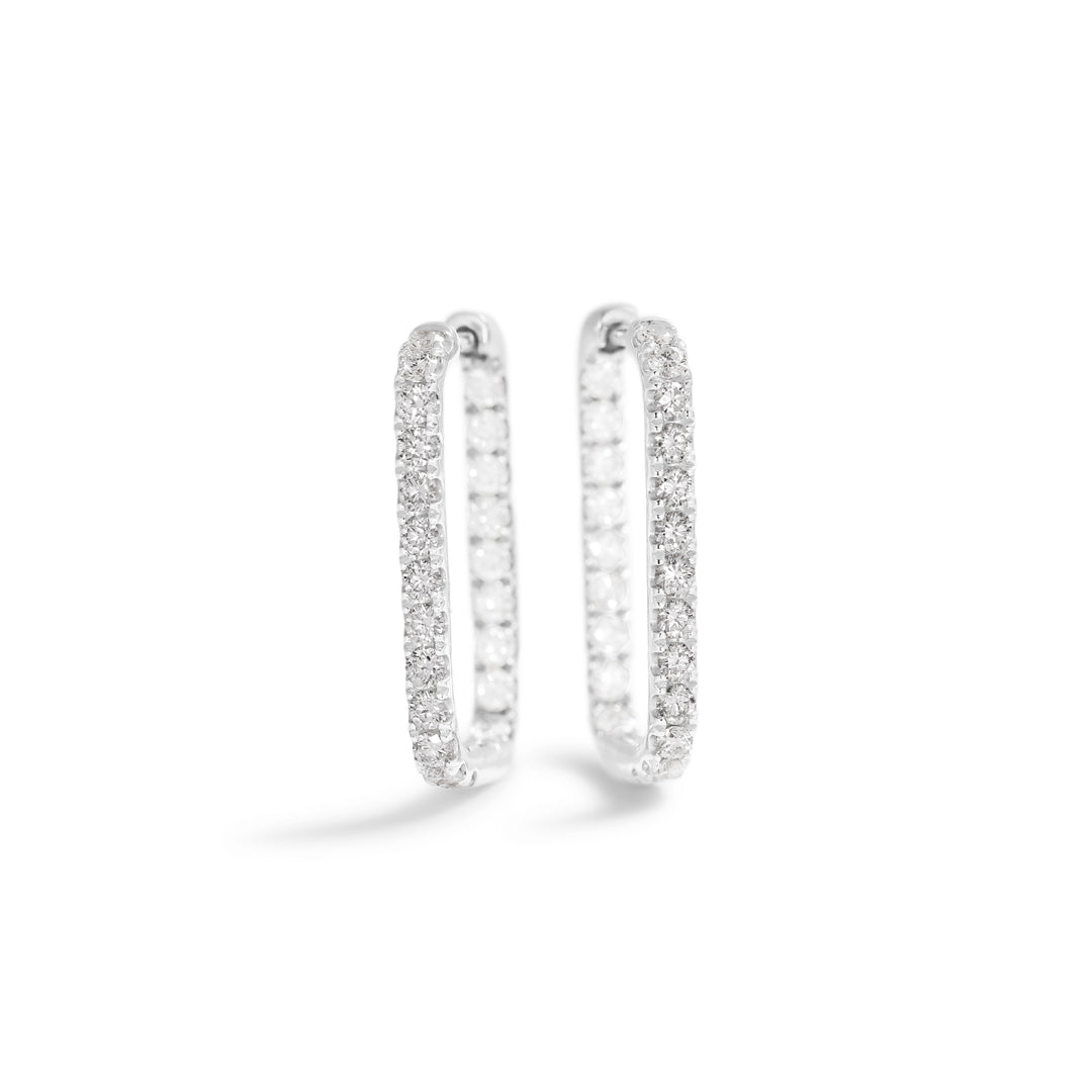 Squared hoops 20 mm i hvidguld - full - 0,02 ct.