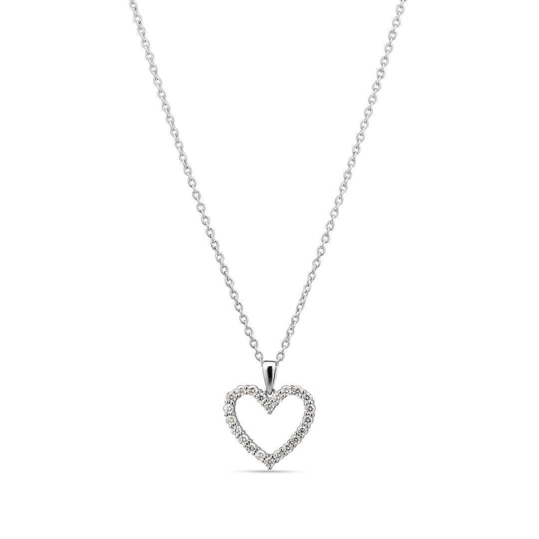 Hjerte vedhæng i hvidguld med 0,33 ct.