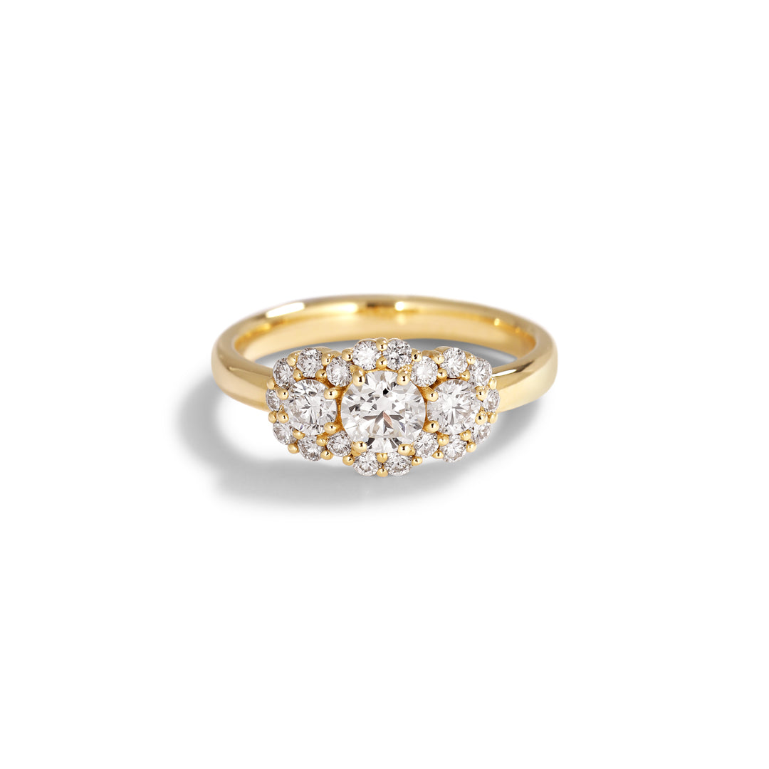 3-stens flower haloring med 0,10-0,40-0,10 ct.