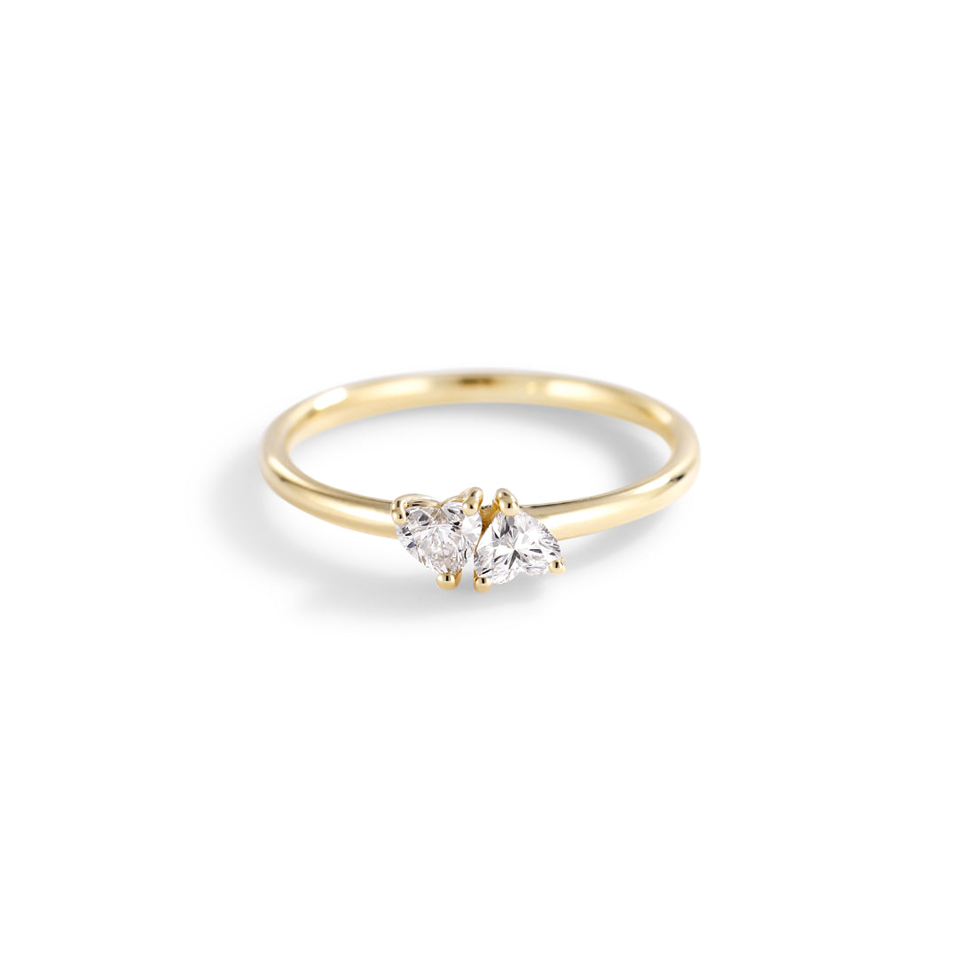 TOI et MOI ring med 2x 0,15 ct. hjerter