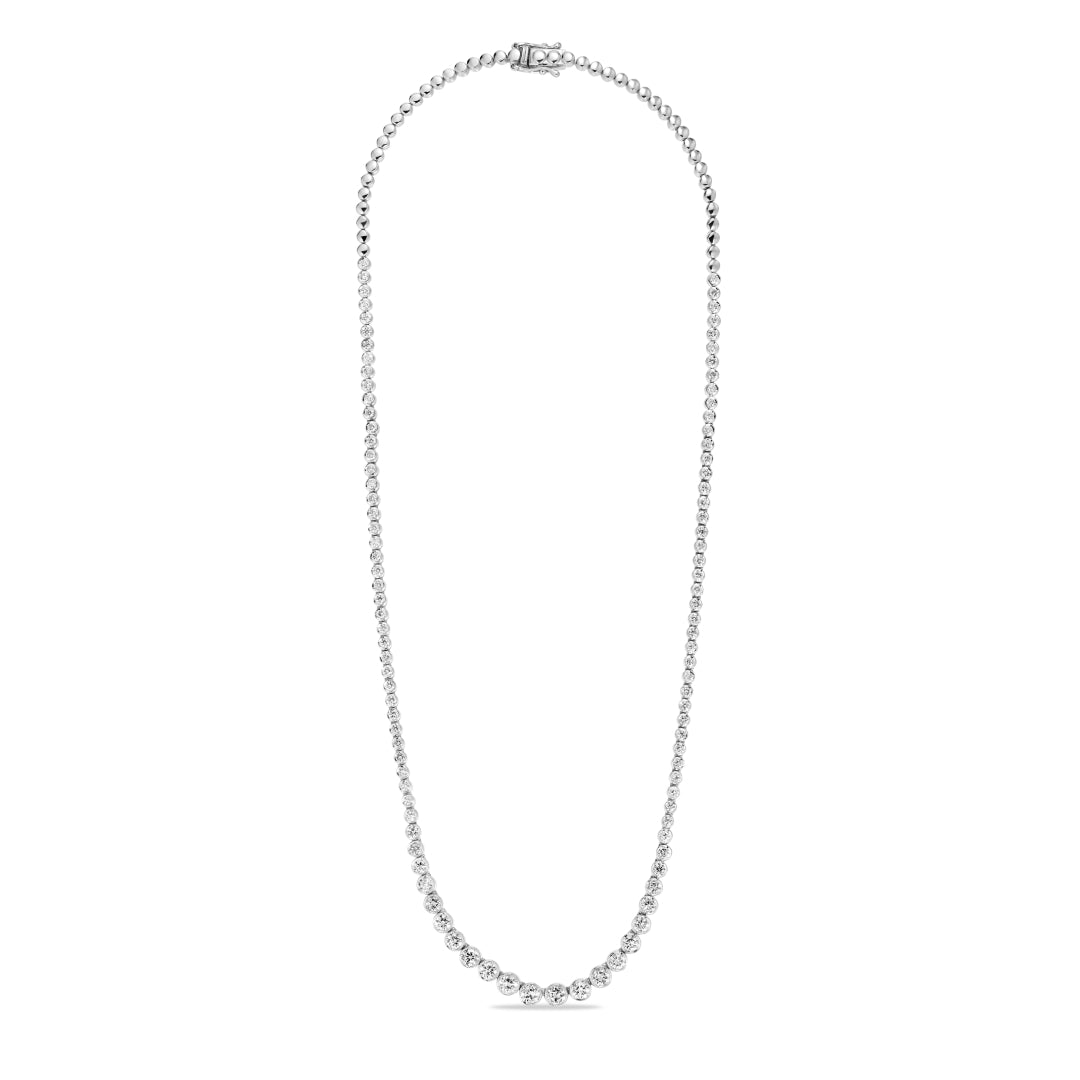 Tennishalskæde i hvidguld i bezel med i alt 3,64 ct.